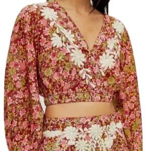 NWOT Free People Nyomi Embroidered Crop Top Size Small